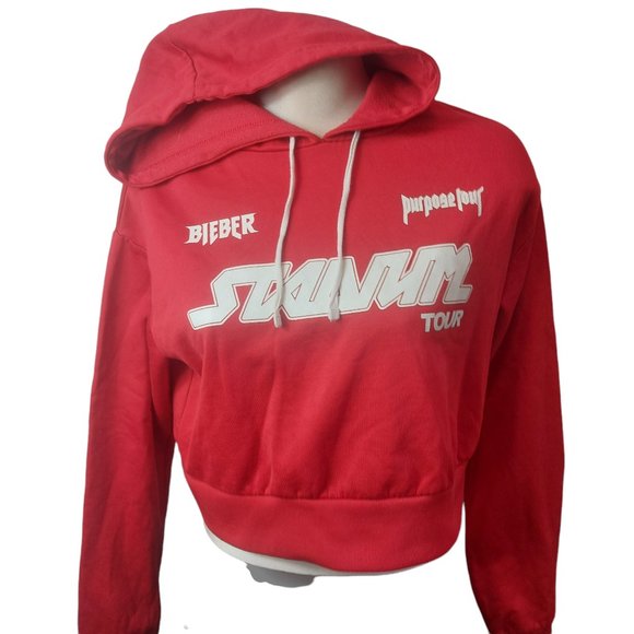 Women's Justin Bieber Cropped Tour Hoodie Size Small Good Condition 30$ - Small - Picture 3 of 5